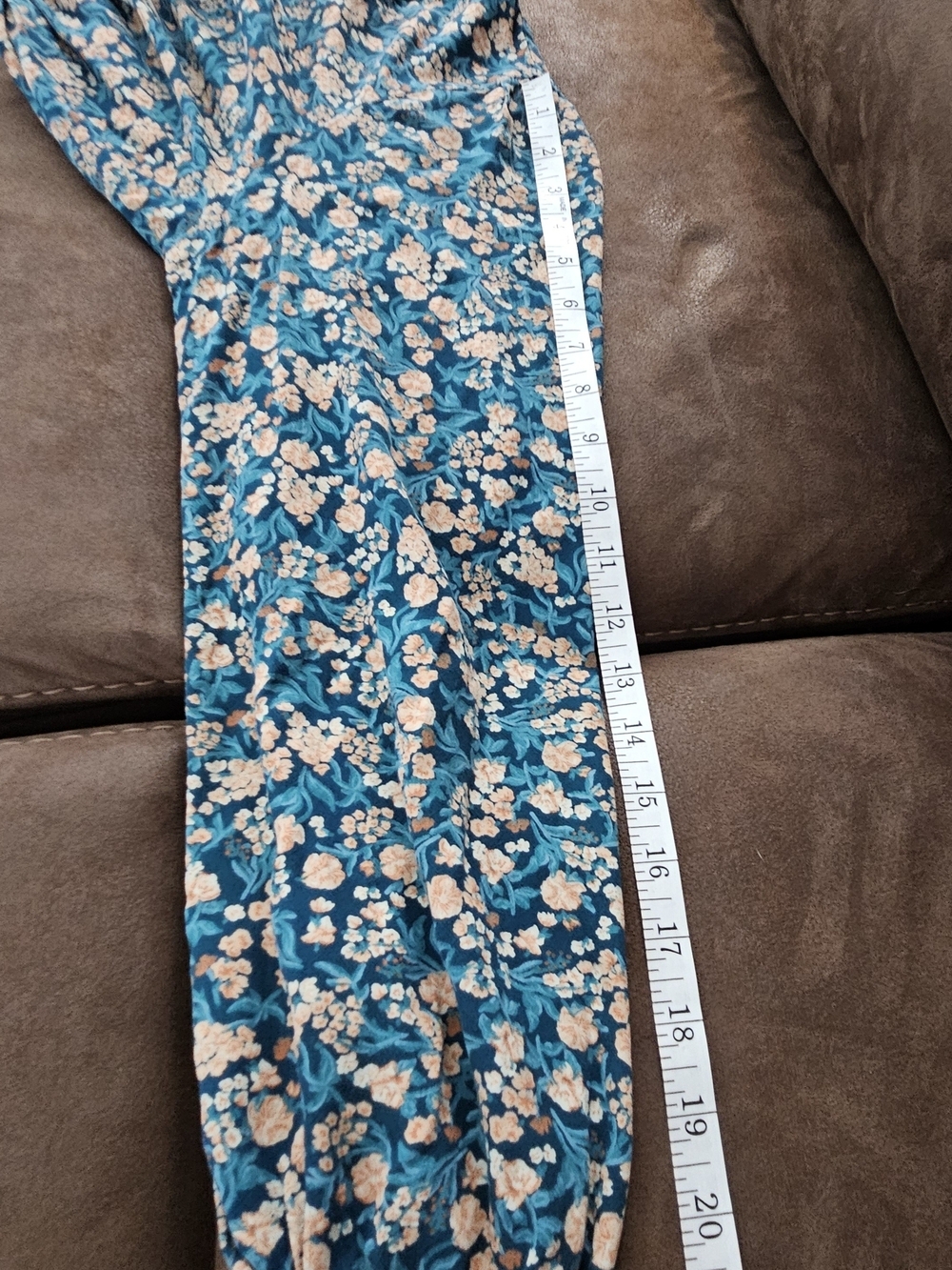 SO Teal Floral V-Neck Long Sleeve Drawstring Crop Top Blouse Size XL - Picture 9 of 13